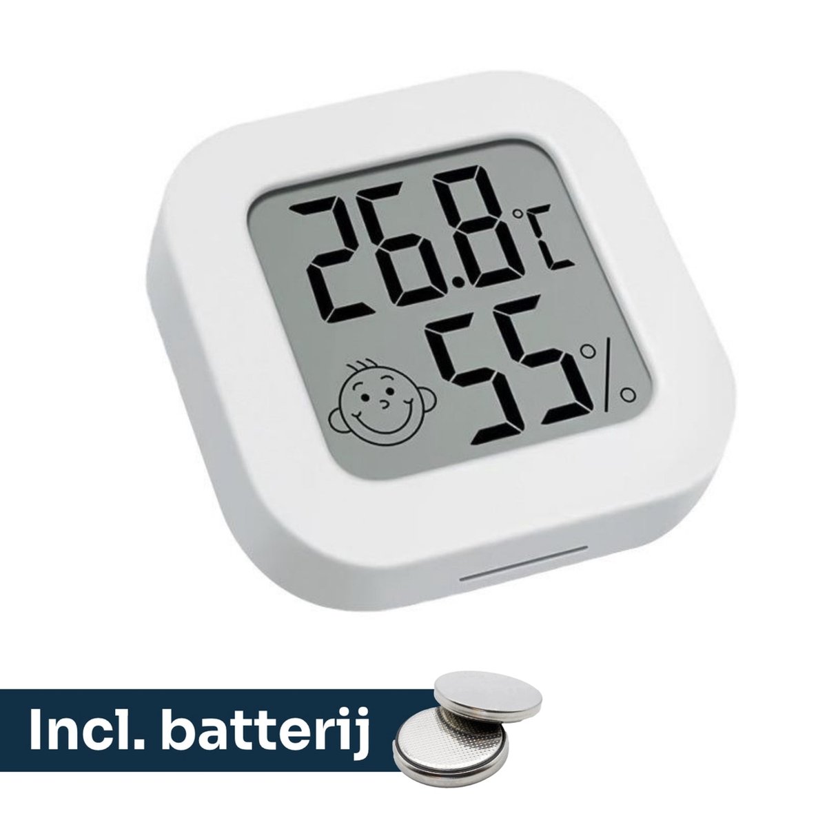 Estacks Hygrometer - Digitale Weerstation - Luchtvochtigheidsmeter - Thermometer Voor Binnen - Inclusief Batterij