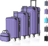 Voyagoux® 4-delige kofferset - ABS kofferset - L / M / S / XS - Koffer - Paars