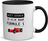 Akyol - niet storen ik kijk naar formule 1 koffiemok - theemok - zwart - Formule 1 - mensen die houden van f1 - quotes - verjaardagscadeau - verjaardag - cadeau - kado - geschenk - gift - 350 ML inhoud