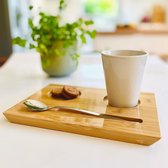 Serveerplank van bamboe houten dienblad, broodserver voor koffie, thee, gebak, ontbijtdienblad, borden