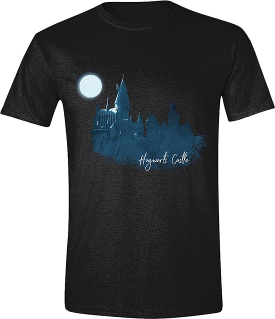 Harry Potter - T-shirt peint du château de Poudlard Moon - X-Large