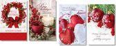 MGPcards - 40 Luxe dubbele wenskaarten - Kerst/Nieuwjaar - Folie - Witte envelop - 10,5 x 16 cm - 4 motieven