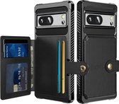 Étui portefeuille adapté pour Google Pixel 8 Pro - Coque arrière avec porte-carte - Étui de téléphone pour carte de débit - Porte-carte à l'arrière - Étui avec aimant pour support de voiture Zwart