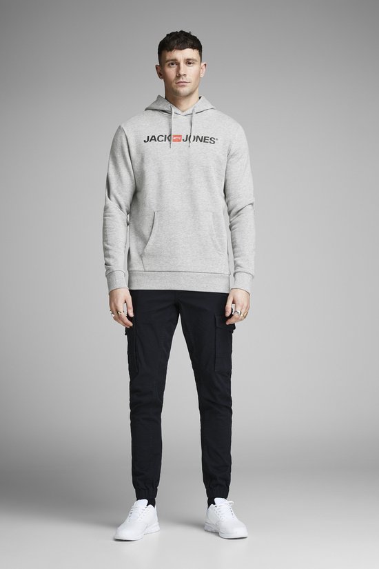 Jack and Jones Hoodie Grijs Avec Logo Et Poche Kangourou Regular Fit - XS