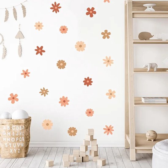 Foto: Muursticker daisy bloemen madelief bloemetjes herfst kleuren kinderkamer jongens meisjes verwijderbaar zelfklevend plakfolie huis inrichting stickerkamer 