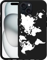 Cazy Case Zwart adapté à iPhone 15 Carte du monde