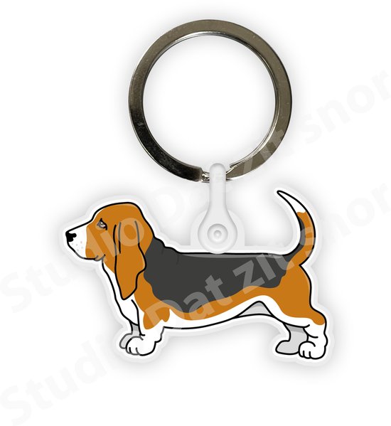 Sleutelhanger | Basset Hound Driekleur (vintage)