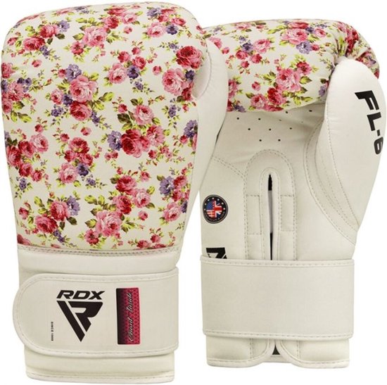 RDX Sports FL6 Bokshandschoenen - Dames - Boxing Gloves - Training - Vechtsporthandschoenen - Boksen - Wit - Bloemen - 12 oz