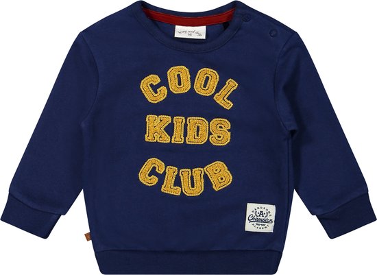 Frogs and Dogs - Sweater met Cool Kids Club Borduursel - - Handsome Academy - Navy Blauw - Maat 50/56 -