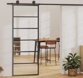 The Living Store Schuifdeur - Transparant ESG-glas - Aluminium - 76 x 205 cm - Geruisloos - Inclusief beslag en hardwareset