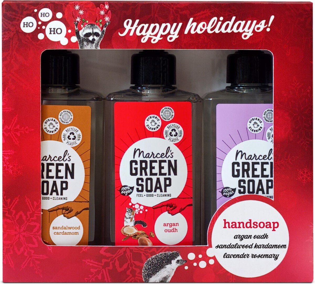 Goedkoopste Marcel's Green Soap Geschenkset Handzeep Argan & Oudh, Sandelhout & Kardemon, Lavender & Rosemary 3x 250ml
