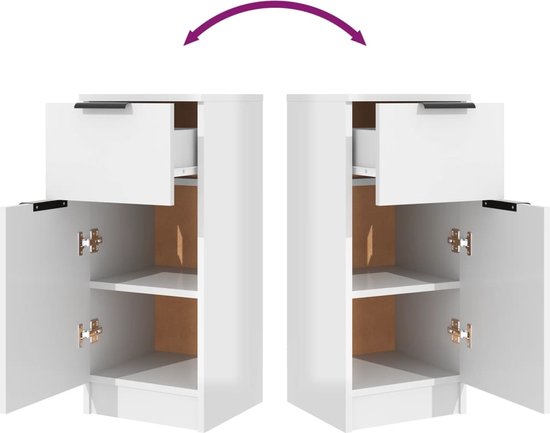 The Living Store Dresser Basic - Meuble de rangement - Blanc brillant - 30  x 30 x 70 cm | bol