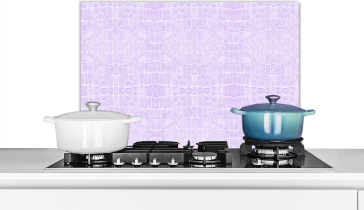 Spatwand fornuis - Leer - Roze - Structuur - Keuken - 60x40 cm - Spatscherm - Achterwand