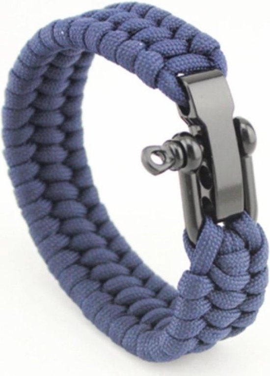 CHPN - Bracelet - Bracelet cool - Nylon - Bracelet noué - Plein air - Survie - Blauw - Bracelet - Cadeau - Vaderdag - Universel - Taille unique