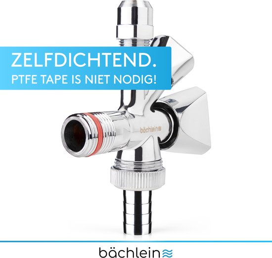 Vanne d'équerre combinée universelle Bächlein auto-étanche, vanne d'équerre combinée pour conduites d'eau froide et chaude avec une large gamme d'options de raccordement, vanne d'équerre