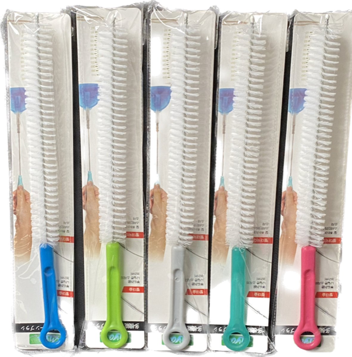 Set van 2 stuks - Reinigingsborstels - Tuitenragers - Dopperborstels - Borstelragers - Schoonmaakborstels - 30cm - Extra lang