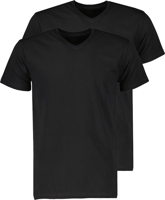 Jac Hensen 2 Pack T-shirt - V-hals - Zwart - 6XL Grote Maten