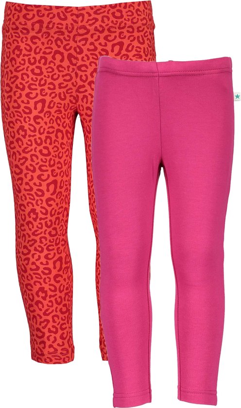 Blue Seven - 2pack - Leggings - Biologische Katoen - Rood met figuurtjes - Roze - Maat 128