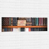 Muursticker - Planken Vol met Boeken - 120x40 cm Foto op Muursticker