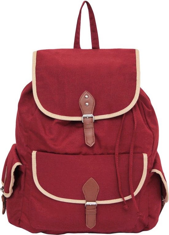 Rouge bordeaux, grand sac à dos A4 avec fermeture aimantée et cordon de serrage