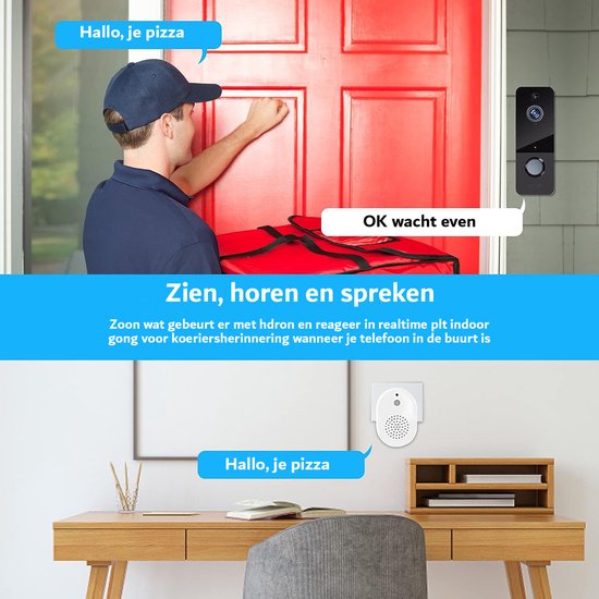 Deurbel met camera - 1080P HD beeldkwaliteit - Wifi - Draadloos Deurbel - Cloud-opslag - 1080p — afbeelding 2