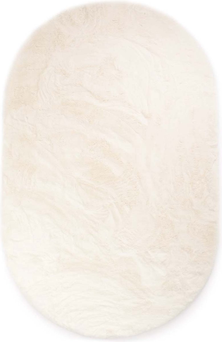 Ovaal hoogpolig vloerkleed - Comfy plus - wit 200x300 cm