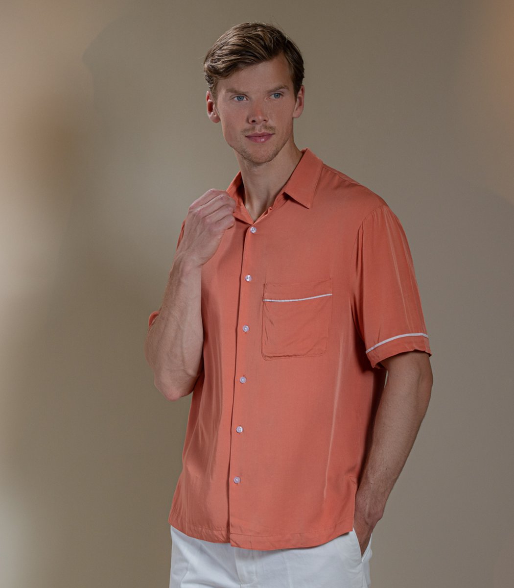 Laurent Vergne - Heren - Bowling Shirt - 100% Viscose - maat M - Slim fit