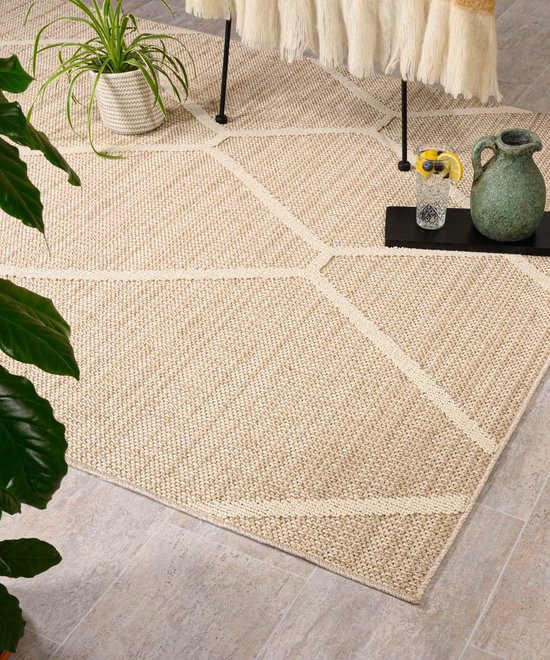 Jute buitenkleed - Lazo Diamond beige 80x150 cm