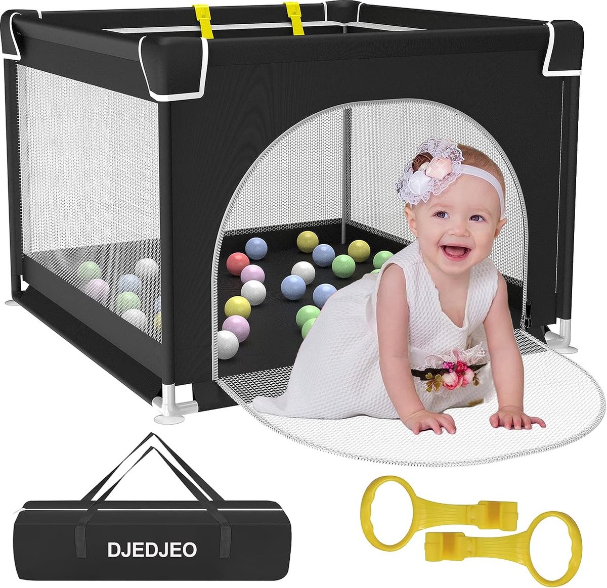 Kinderbox, 90 cm, opvouwbaar, babybox van Oxford-stof, speelbox met ...