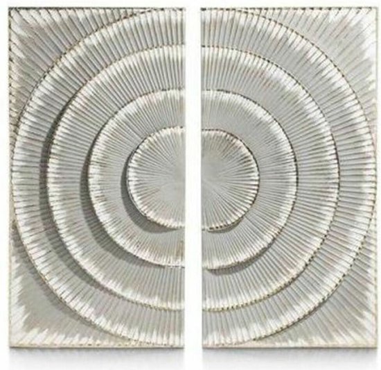 Wanddecoratie DKD Home Decor 90 x 3,5 x 90 cm Zilverkleurig Grijs Wit Modern Cirkels 90 x 2 x 90 cm