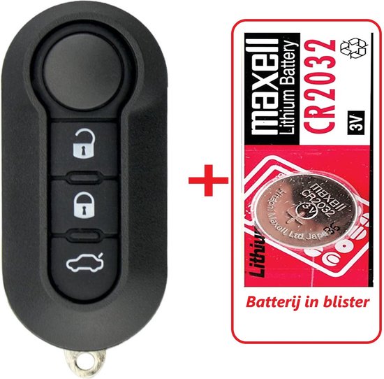 Clé de voiture 3 boutons flip key + Pile CR2032 adaptée pour clé Fiat /  boîtier de clé
