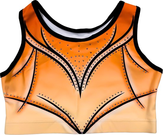 Sparkle&Dream Turntopje Claire Oranje - Maat AXL S/M - Gympakje voor Turnen, Acro, Trampoline en Gymnastiek