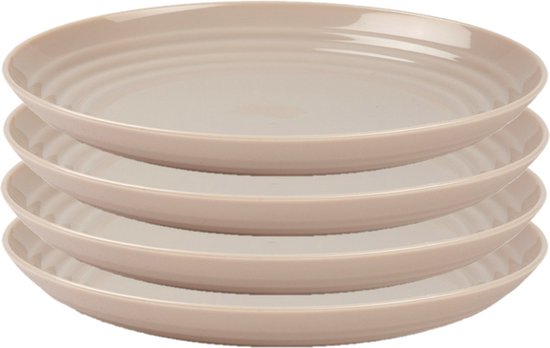 PlasticForte Rond bord/camping bord - 4x - D22 cm - beige - kunststof
