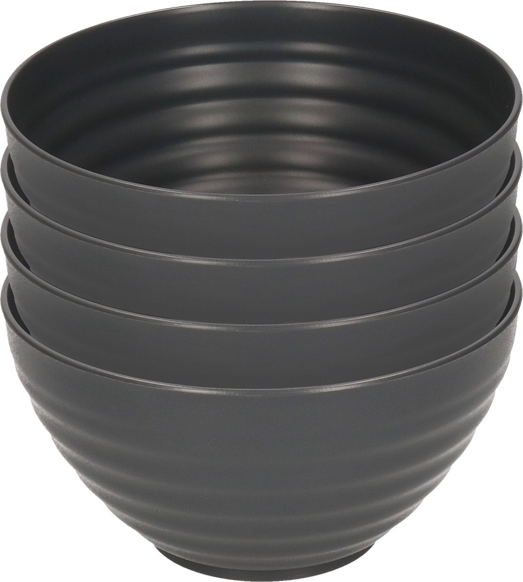 Plasticforte Schaaltjes - 4x - zwart - kunststof - 15 x 8 cm - kommen