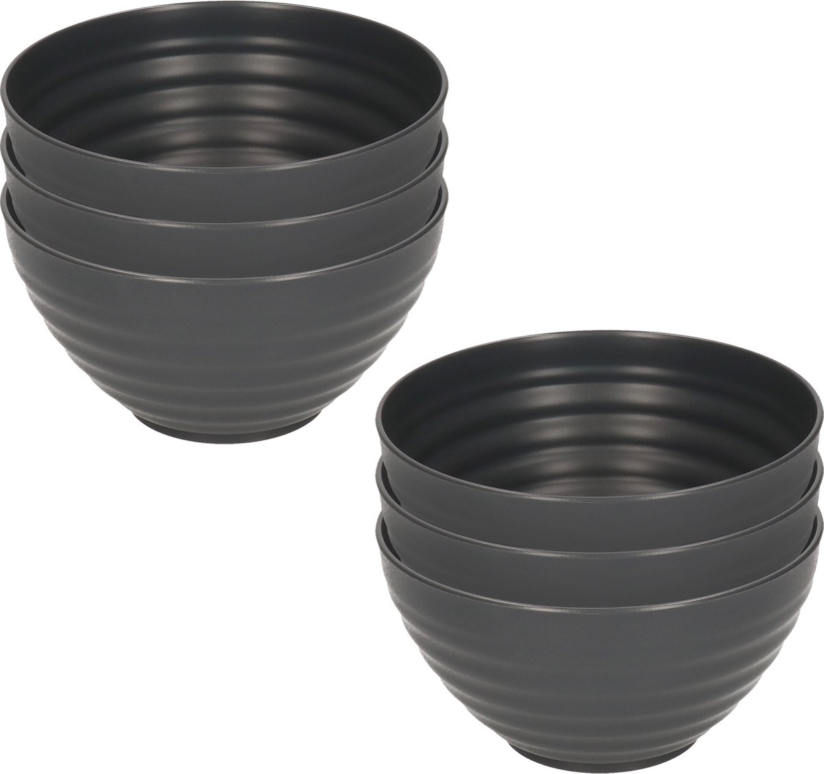 Plasticforte Schaaltjes - 6x - zwart - kunststof - 15 x 8 cm - kommen