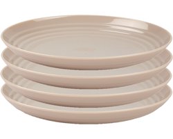 PlasticForte Rond diner bord/camping bord - 4x - D25 cm - beige - kunststof - onbreekbaar
