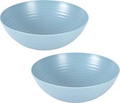 Plasticforte Serveerschaal/saladeschaal - 2x - D27 x H9 cm - kunststof - ijsblauw - 3200 ml