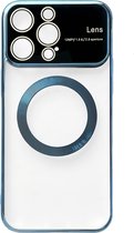 Casemania Hoesje Geschikt voor Apple iPhone 15 Blauw - Siliconen Back Cover met Camera Lens Bescherming - Geschikt voor Magsafe