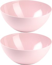 Plasticforte Serveerschaal/saladeschaal - 2x stuks - D23 x H10 cm - kunststof - roze