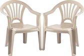 Plasticforte Kinderstoel - 4x stuks - kunststof - beige - 35 x 28 x 50 cm - tuin/camping/slaapkamer