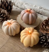 MinaCasa - Pompoen kaarsen set - 3 delig - herfst - Pumpkin - woondecoratie