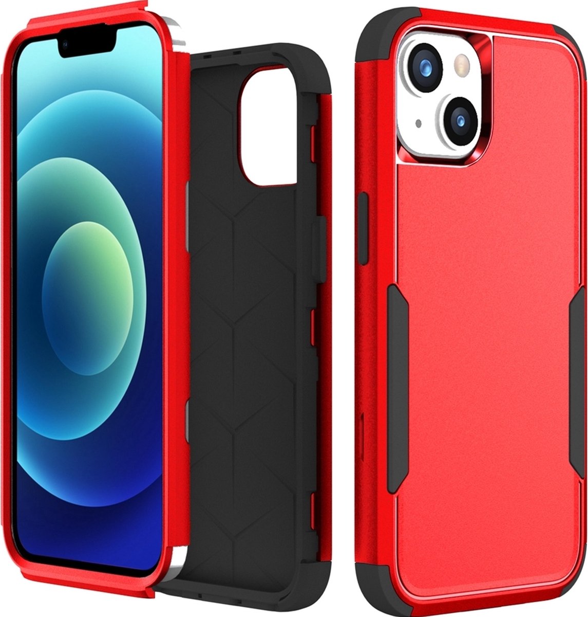 Mobigear Hoesje geschikt voor Apple iPhone 15 Telefoonhoesje Hardcase | Mobigear Ultra Tough Backcover Shockproof | Schokbestendig iPhone 15 Telefoonhoesje | Anti Shock Proof - Rood