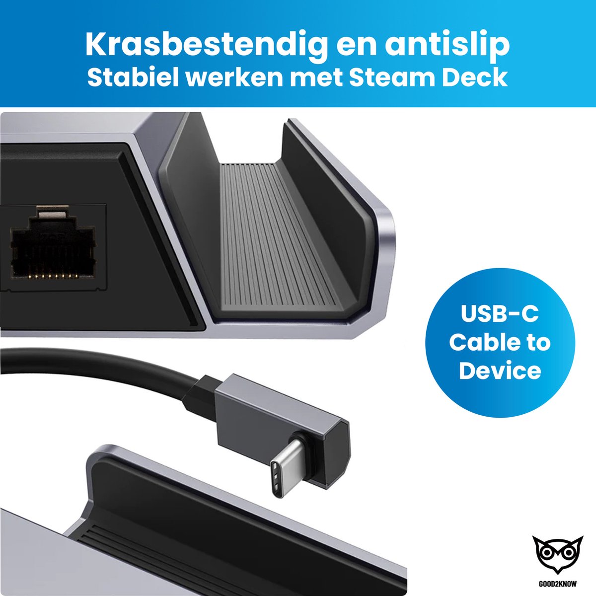 Good2know Steam Deck Dock - 4k hdmi - Met display poort thumbnail 3