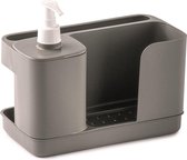 Porte-éponge avec distributeur de savon, plastique, Riordinello gris foncé, rectangulaire