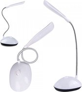 Verstelbare LED bureaulamp - Dimbaar - Met flexibele hals - Luxe leeslamp met arm - Bedlamp draaibaar - Werkt op Batterijen - Flexible Desk Light - Verstelbaar reis lampje - 28 cm - Wit