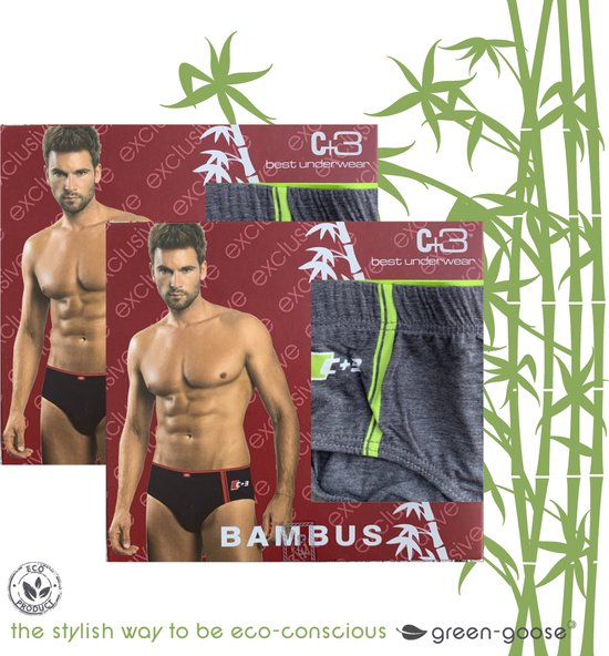 green-goose® Bamboe Herenslip | Grijs en Groen | Maat XXL | 95% Bamboe | Zacht, Ademend en Hypoallergeen