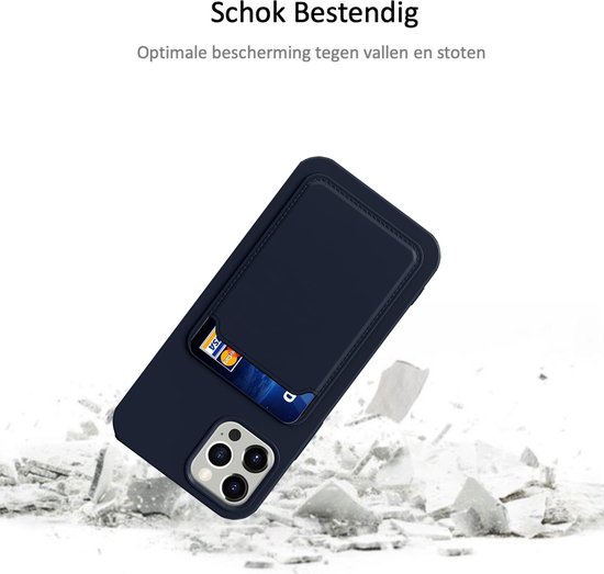 Étui avec porte-cartes iPhone 15 + protecteur d'écran iPhone 15 - Couverture en Glas trempé - Étui portefeuille - Blauw