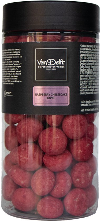 Van Delft - Raspberry Cheesecake Kruidnoten - 225gr - pot - Sinterklaas geschenk - Pepernoten cadeau