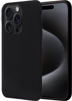 Geschikt voor iPhone 15 Pro Hoesje - Suède Back Cover Case Zwart