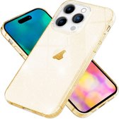 Casemania Hoesje Geschikt voor Apple iPhone 15 Pro Max Goud - Glitter Back Cover
